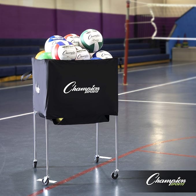 Champion Sports Volleyball Cart with Wheels, Premium Volleyball Equipment and Accessories