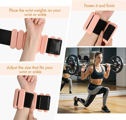 Wrist Ankle Weights for Women, Adjustable Ankle Weights Strength Training Silicone Bracelets Workout Wrist Ankle Weights for Men Women Yoga Running Dance Ankle Arm Leg Weights (2lb)