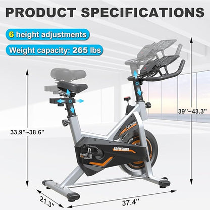 Exercise Bikes Stationary,Exercise Bike for Home Indoor Cycling Bike for Home Cardio Gym,Workout Bike with pad Mount & LCD Monitor,Silent Belt Drive