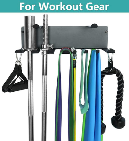 Home Gym Storage Rack, Barbell Rack Weight Room Organizer Prong Gym Equipment Storage Rack for Gym Accessories Like Fitness Bands,Resistance Bands,Straps,Foam Rollers,Barbell (double layer)