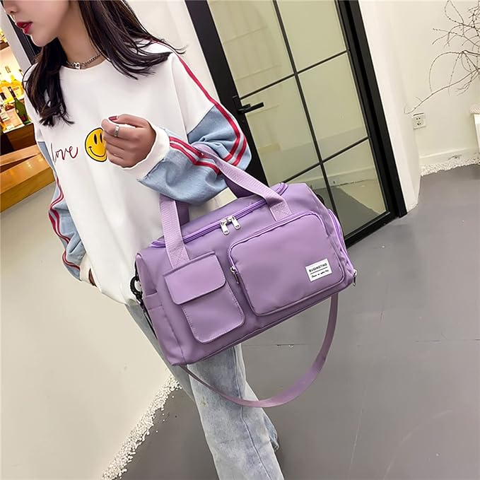 Small Gym Bag for Women, Travel Duffle Bag Carry On Weekender Bag with Shoe Compartment