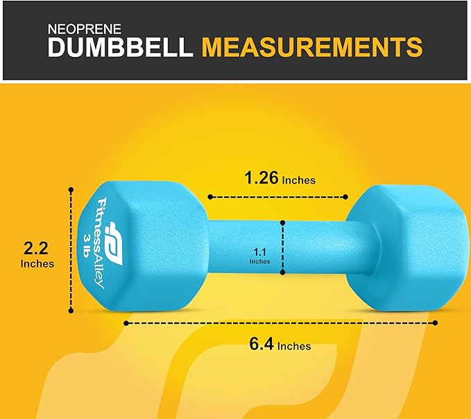 Neoprene Coated Workout Dumbbells set of 2 – Anti Roll, Non Slip with Smooth Grip Fitness & Exercise Dumbbells – Hexagon Shaped Hand Weights for Women & Men – Best Choice for Gyms & home use