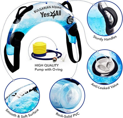 Yes4All Large Aqua Bags for Workout 45-80lbs - Ultimate Core Water Weights Aqua Bag - Portable Stability Fitness - Perfect Agility, Durability for Indoors and Outdoors - Clear & Dark Blue