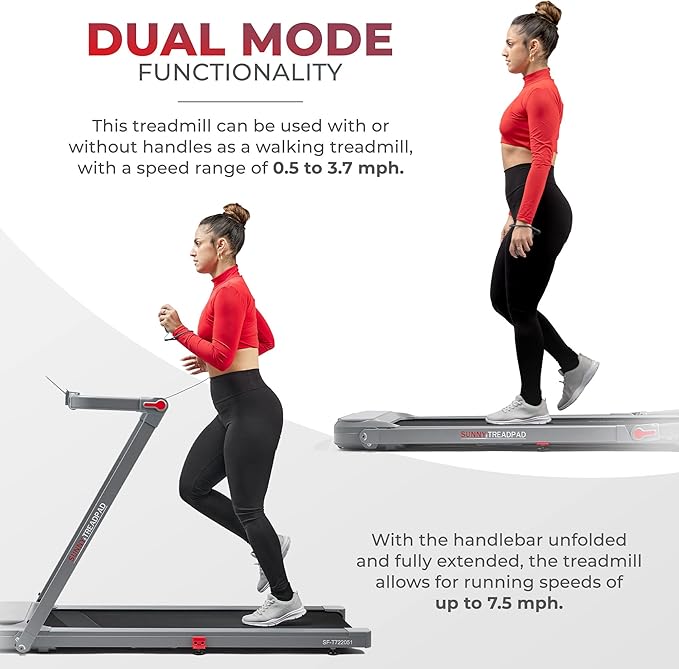 SUNNY HEALTH & FITNESS Dual Walking Running Treadmill with Advanced Brushless Tech & Exclusive SunnyFit App Enhanced Bluetooth Connectivity