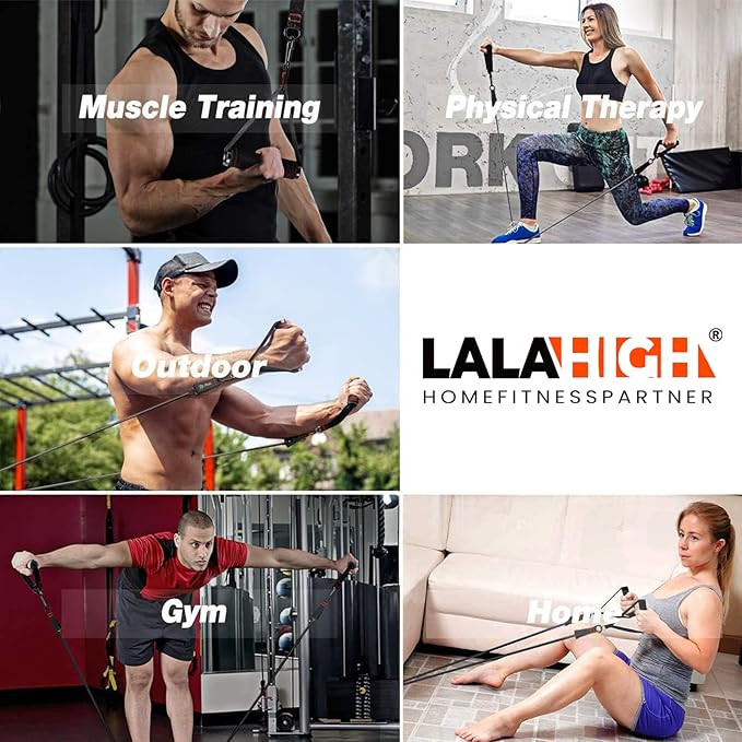 LALAHIGH Portable Home Gym System for Men and Women:Push Up Board, Pilates Bar & 20 Fitness Accessories with Resistance Bands and Ab Roller Wheel-Professional Strength Training Exercise