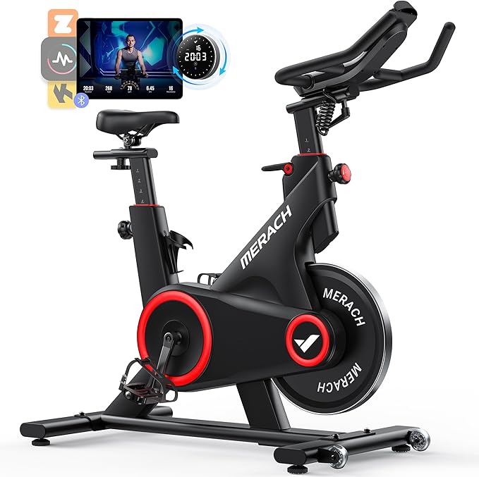 MERACH Indoor Cycling Bike, Exercise Bike for Home with Magnetic/Auto Resistance, Bluetooth Stationary Bike with APP Data Tracking, and Tablet Holder