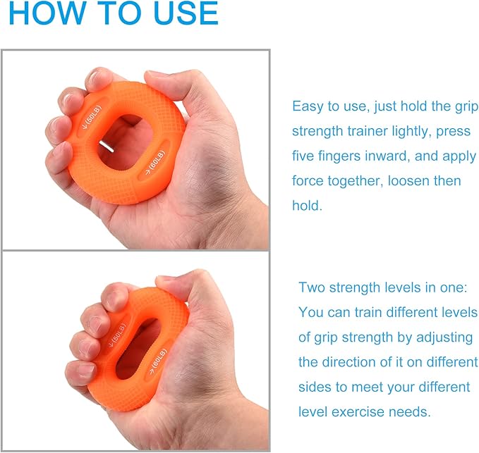 uxcell Hand Grip Strengthener, Silicone Rings Finger Forearms Exercise Grip Trainer for Rock Climbing Athletes Workout