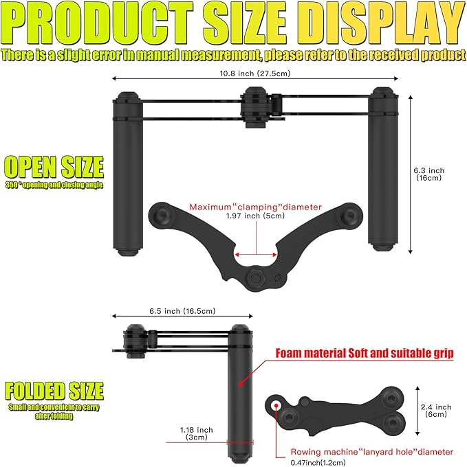 V Bar Row Landmine Handle Attachment for Barbell Bars, Solid Double D Handle, T-Bar Row Handle Attachments with Non-Slip Rubber Grip, Fits Olympic Bar Strength Training Bar