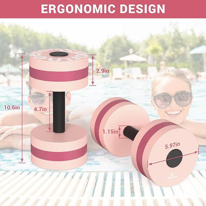 Sportneer Water Weights Aquatic Exercise Dumbbells Water Dumbbell Aerobics Workouts Set of 2 EVA Foam Pool Weights Dumbbells Set Aqua Fitness Barbells Equipment for Water Aerobics Weight Loss