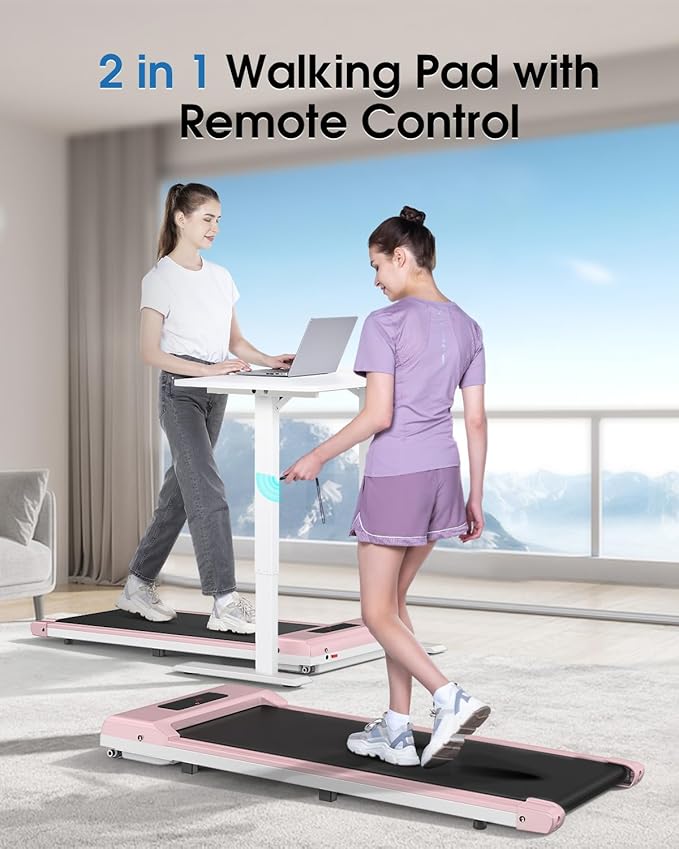 Walking Pad Treadmill, 6.2MPH Portable Under Desk Treadmills for Home Office, 3 in 1, No Assembly Required, Remote Control, 300 Lb Capacity