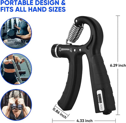 Hand Grip Strengthener, Grip Strength Trainer Adjustable Resistance 11-132Lbs (5-60kg) for Muscle Building and Injury Recovery for Athletes