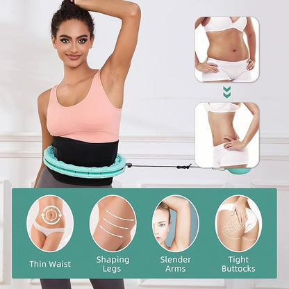 Weighted Fit Hoop Plus Size for Adult Weight Loss, 18/32 Detachable Links Smart Fitness Hoop, Fitness and Massage 2 in 1, Great for Adults and Beginners