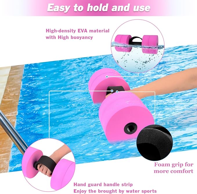 Aquatic Exercise Dumbbells Water Dumbbell Pool Resistance Aquatic Fitness Barbells with 4 High-Density EVA Foam Pool Weights Dumbbells, for Water Aerobics Weight Loss