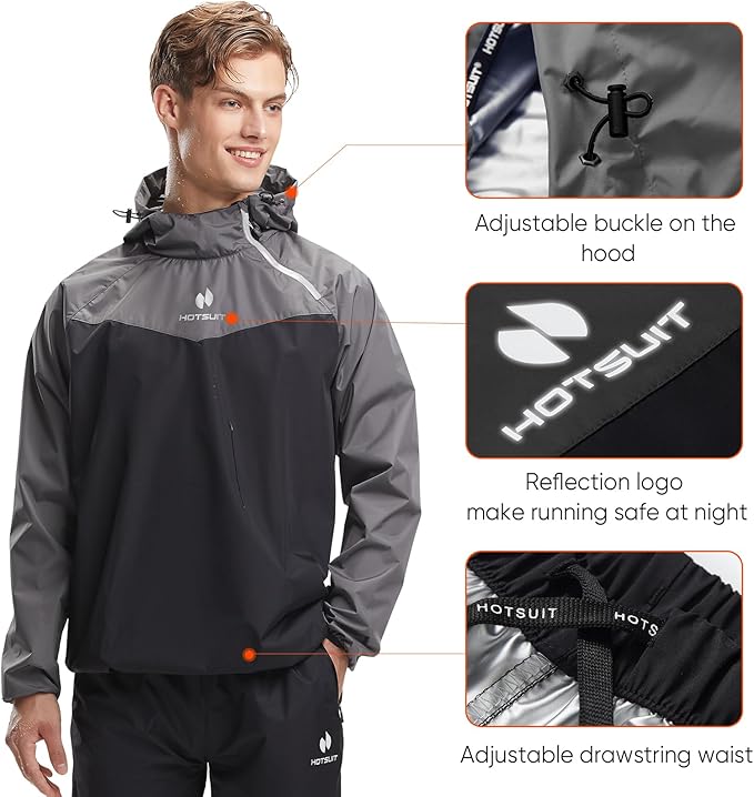 HOTSUIT Sauna Suit for Men Sweat Sauna Jacket Pant Gym Workout Sweat Suits