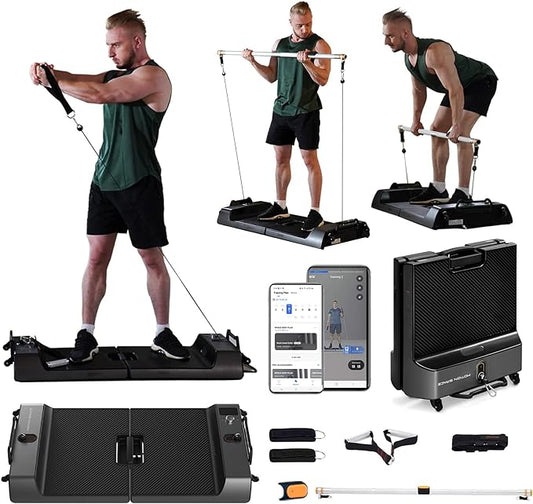 Smart Fitness Board- 6 IN 1 Foldable Home Gym Workout Equipment with Standard, Eccentric, Isokinetic Modes, Full Body Training, Strength, HIIT, Cardio, Plyometric, APP, WiFi and Bluetooth