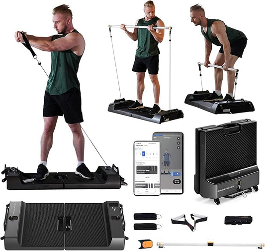 Smart Fitness Board- 6 IN 1 Foldable Home Gym Workout Equipment with Standard, Eccentric, Isokinetic Modes, Full Body Training, Strength, HIIT, Cardio, Plyometric, APP, WiFi and Bluetooth