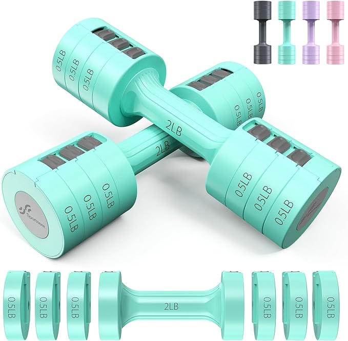 Adjustable Dumbbells Hand Weights Set: Sportneer 5 lb Dumbbells Set of 2 Each 2lb 3lb 4lb 5lb Free Weights Fast Adjust Weight 4 In 1 Weights Dumbbells Set for Women Men Home Gym Exercise Training