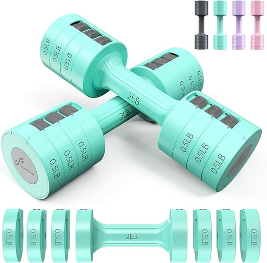 Adjustable Dumbbells Hand Weights Set: Sportneer 5 lb Dumbbells Set of 2 Each 2lb 3lb 4lb 5lb Free Weights Fast Adjust Weight 4 In 1 Weights Dumbbells Set for Women Men Home Gym Exercise Training