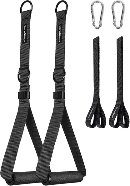 CoreSlings Cable Machine Handles with Finger Straps for gripping Forearm Strength Training, Workout Handles Cable attachments for Gym, Resistance Bands Handles.