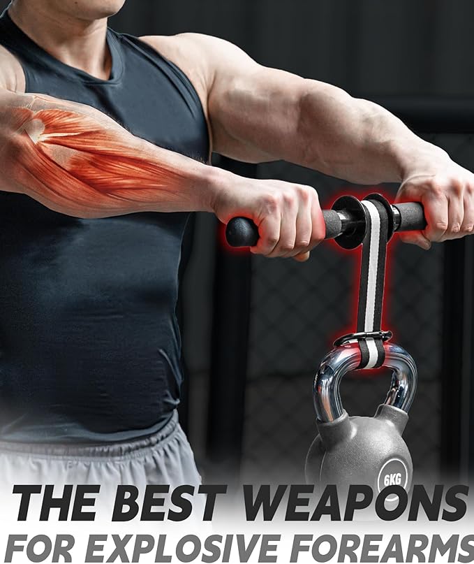 45In Nylon Webbing Wrist and Forearm Strengthener for Men and Women, Wrist Roller Forearm Exerciser with Durable Non-Slip Hand Grip, Forearm Roller-Forearm Blaster with Fast-Locking for Grip Strength Training.