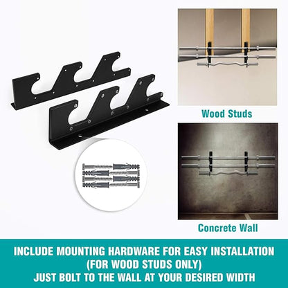 Yes4All Vertical Wall Mounted Olympic Barbell Holder, Barbell Storage Rack, Hanging Barbell Rack for Home Fitness Equipment