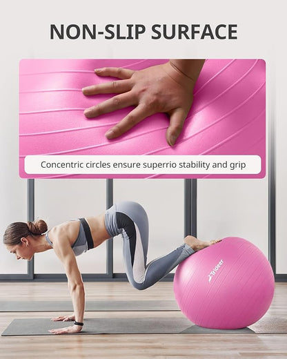 Trideer Yoga Ball Exercise Ball for Working Out, 5 Sizes Gym Ball, Birthing Ball for Pregnancy, Swiss Ball for Physical Therapy, Balance, Stability, Fitness, Office Ball Chair, Quick Pump Included