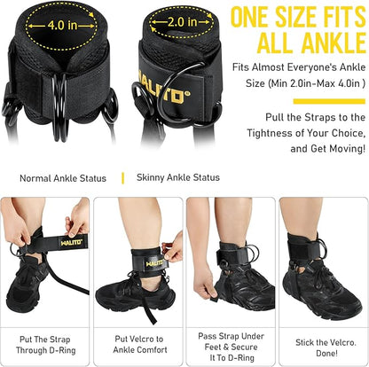 WALITO Gym Ankle Straps for Working Out - Glute Ankle Cuff Kickback Strap, Gym Cable Machine Accessories for Women Glute Leg Extensions, Hip Abductors & Lower Body Exercises Equipment