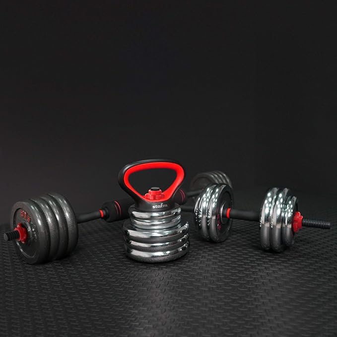 STOZM Weightlifting Accessories Set – Adjustable Fitness Set 2X Kettlebell 2X Dumbbell 4X Screw 1x Dumbbell