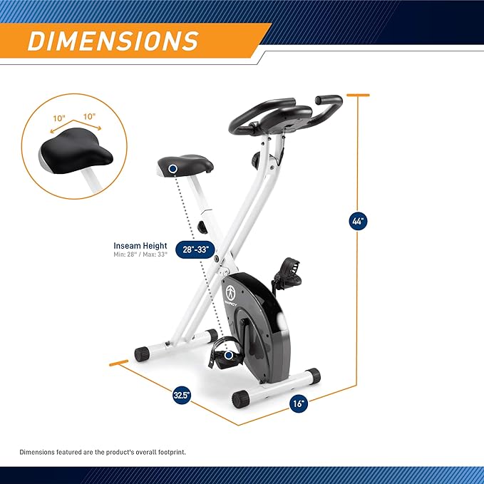 Marcy Foldable Upright Exercise Bike with Adjustable Resistance for Cardio Workout & Strength Training - Multiple Styles Available