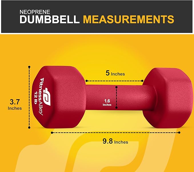 Neoprene Coated Workout Dumbbells set of 2 – Anti Roll, Non Slip with Smooth Grip Fitness & Exercise Dumbbells – Hexagon Shaped Hand Weights for Women & Men – Best Choice for Gyms & home use