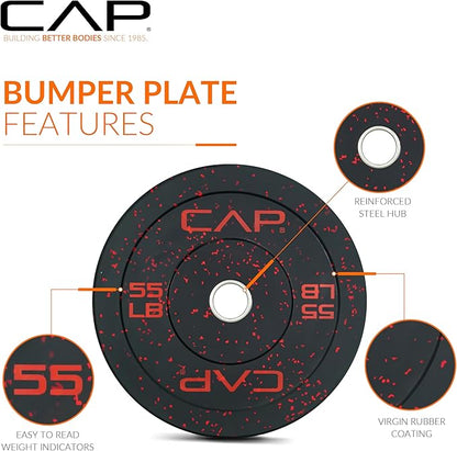 CAP Barbell 2-Inch Olympic Bumper Plate Weight Set | 100-370 lbs | Multiple Options