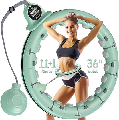 Leann L!fe-U1 30 Knots Waist 19"-61", Magnetic Lock Smart Weighted Hula Hoop for Kids & Adults Weight Loss, Infinity Hoop Plus Size, Children Adult Home Outdoors, Fitness Exercise, Abdominal Toner