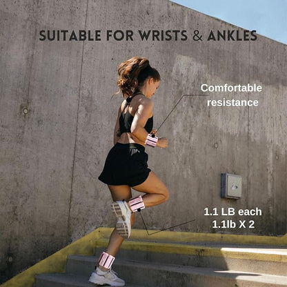 Ankle weights and Adujstable Wrist Weights for Women and Men | Set of 2 (1.1 lb Each) | One Size Fits All | Perfect For Walking, Running, Pilates, Yoga, Workout