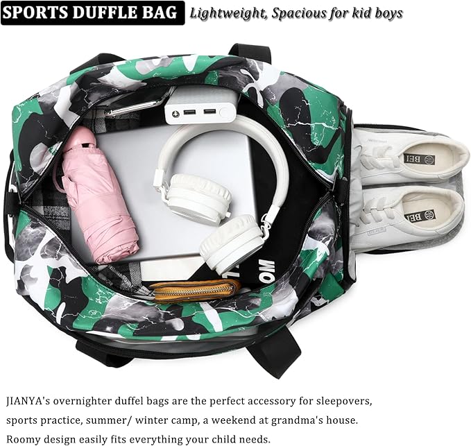 Duffle Bag for Boy Teens Athletic Bag for Sports Gym Bag with Shoe Compartment, Teen Boys Gymnastics Bag Carry On Weekender Travel Bag