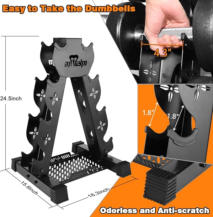 Dumbbells Rack Weight Stand (Rack Only) 13GA Steel 570lbs, 4 4 Tier