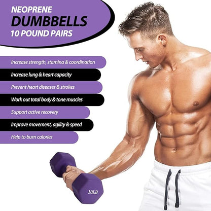 Dumbbell Set, TopMade 2lb 3lb 5lb 8lb 10lb 15lb 20lb Neoprene Iron Dumbbells Hand Weight Set Barbell Exercise Fitness Hex Dumb bell Free Weight Dumbbell fo Women Men Home Gym Workout Strength Training