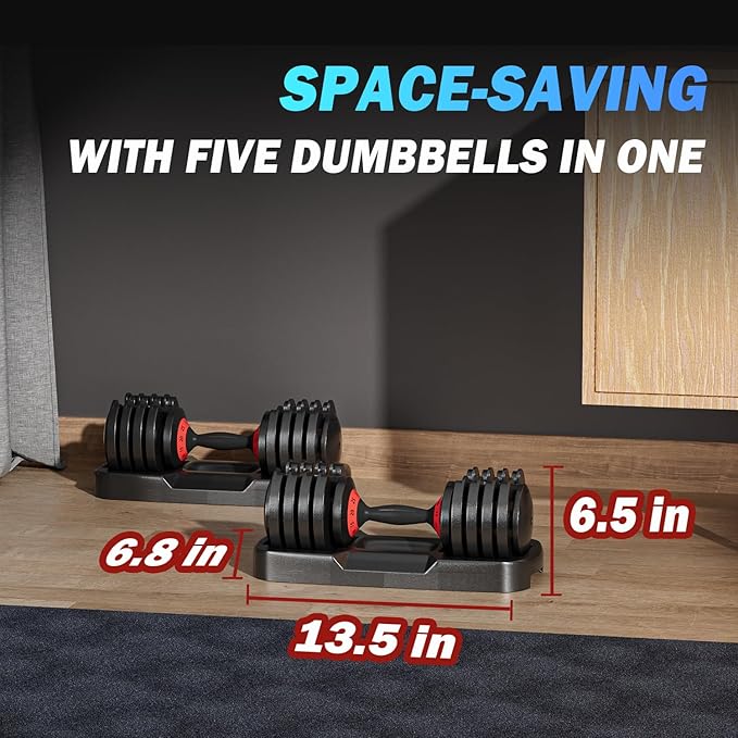 Adjustable Dumbbells, Single Adjustable Dumbbell Set, 5 in 1 Free Weight Dumbbell,Fast Adjust Weight with Anti-Slip Handle and Tray for Full Body Workout Fitness Strength Training Equipment