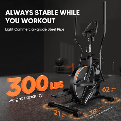 YOSUDA Pro Cardio Climber Stepping Elliptical Machine, 3-in-1 Elliptical Machine Stair Stepper Trainer, Total Body Fitness Cross Trainer with Quiet Magnetic Driving System, 16 Resistance