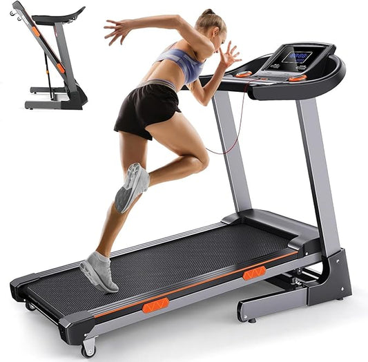 3.5HP Treadmill with Auto Incline, 320 lb Capacity, 17.3" Wide Belt, Electric Folding Treadmill for Home, Walking & Running Machine with Handle Bar, LCD Screen