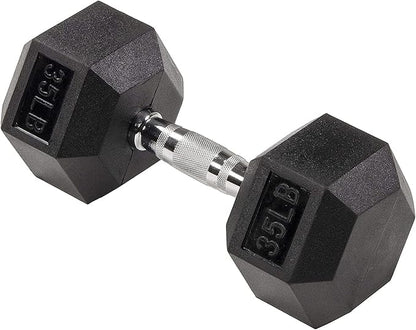 Signature Fitness Colored Rubber Coated Hex Dumbbell Weight Set,Multiple Packages