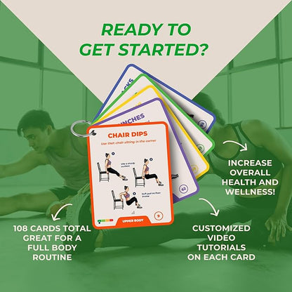 Best 100+ Bodyweight Exercise Cards Perfect at Home Workout- PhysioSpace - for All Fitness Levels - Full Body Workout from Ab Workout to Chair Exercises for Seniors - Improve Your Routine