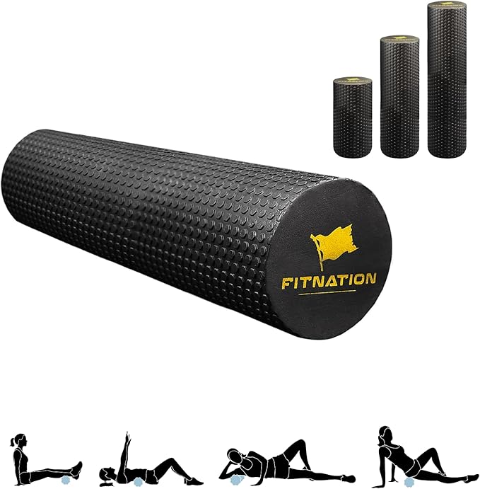 High-Density Foam Muscle Roller – Textured Foam Rollers for Muscle Massage, Foam Roller for Physical Therapy, Pilates, Yoga, Exercise Equipment – 18-inch (Medium, 45 x 15 cm)