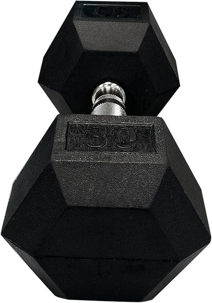 SINGLE Hex Rubber Dumbbell with Metal Handles Exercise Heavy Workout Dumbbells Workout Weights Sold As Singles or Set