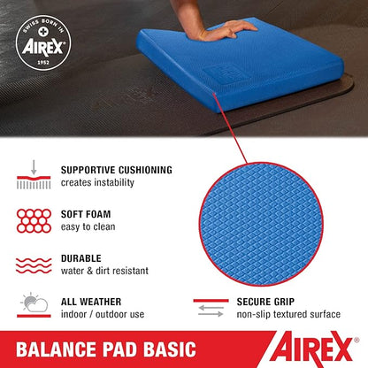 AIREX Balance Pad – Stability Trainer for Balance, Stretching, Physical Therapy, Exercise, Mobility, Rehabilitation and Core Training Non-Slip Closed Cell Foam Premium Balance Pad