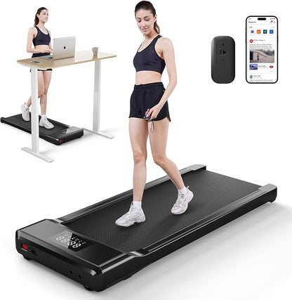 Smart Walking Pad, 2-in-1 Under Desk Treadmill for Home Office, Portable Walking/Jogging Machine with App & Remote Control, Fitness Data Recording