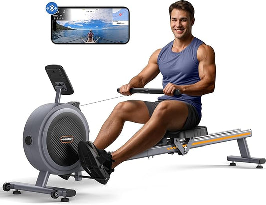 FEIERDUN Rowing Machine for Home use, Magetic Rower with APP, Row Machine with 350LBS Loading Capacity, Rower Machine with Dual Slide Rail