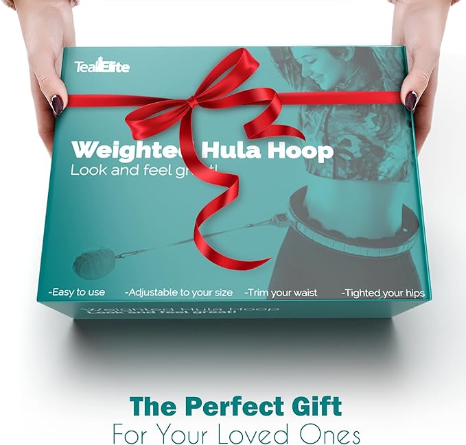 Teal Elite Smart Weighted Hula Hoop for Adults Weight Loss– Fully Adjustable with Detachable Knots – 2 in 1 Abdomen Fitness Massage Infinity Hoops