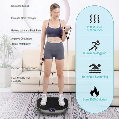 AXV Vibration Plate Exercise Machine Whole Body Workout Power Vibrate Fitness Platform Vibrating Machine Exercise Board for Weight Loss Shaping Toning Wellness Home Gyms Workout