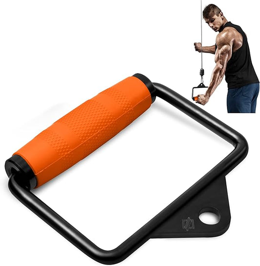 SQUATZ Single D Row Handle - Non-Slip Handle Cable Attachment for Weight Workout with 360 Degree Rotational Knuckle, Great for Seated Row Exercises, Fit Nicely for all Cable Machine Systems