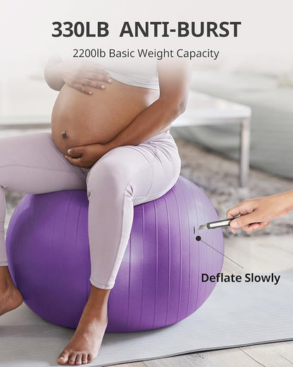 Trideer Yoga Ball Exercise Ball for Working Out, 5 Sizes Gym Ball, Birthing Ball for Pregnancy, Swiss Ball for Physical Therapy, Balance, Stability, Fitness, Office Ball Chair, Quick Pump Included